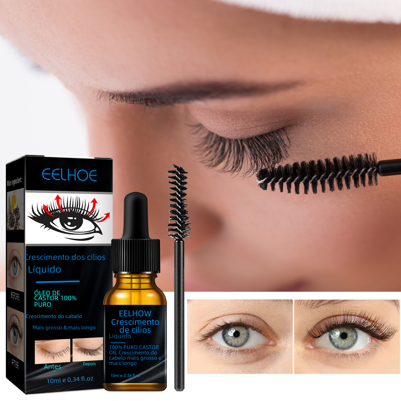 EELHOE Castor Oil Mascara for Naturally Lush Lashes